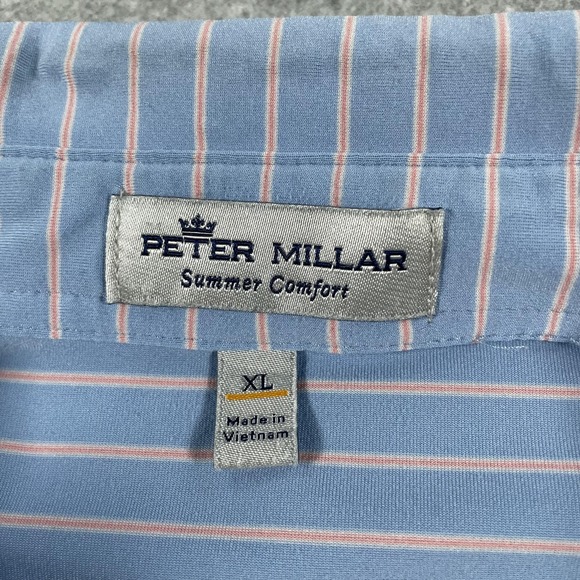 Peter Millar Polo Shirt Mens XL Blue Striped Summer Comfort Bay Hill Golf - Picture 2 of 8